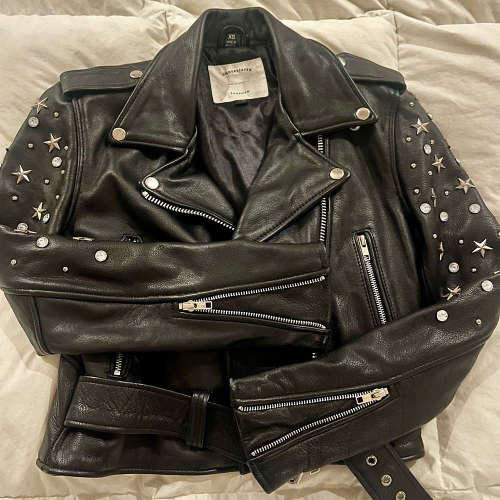 Star-Studded Black Leather Jacket